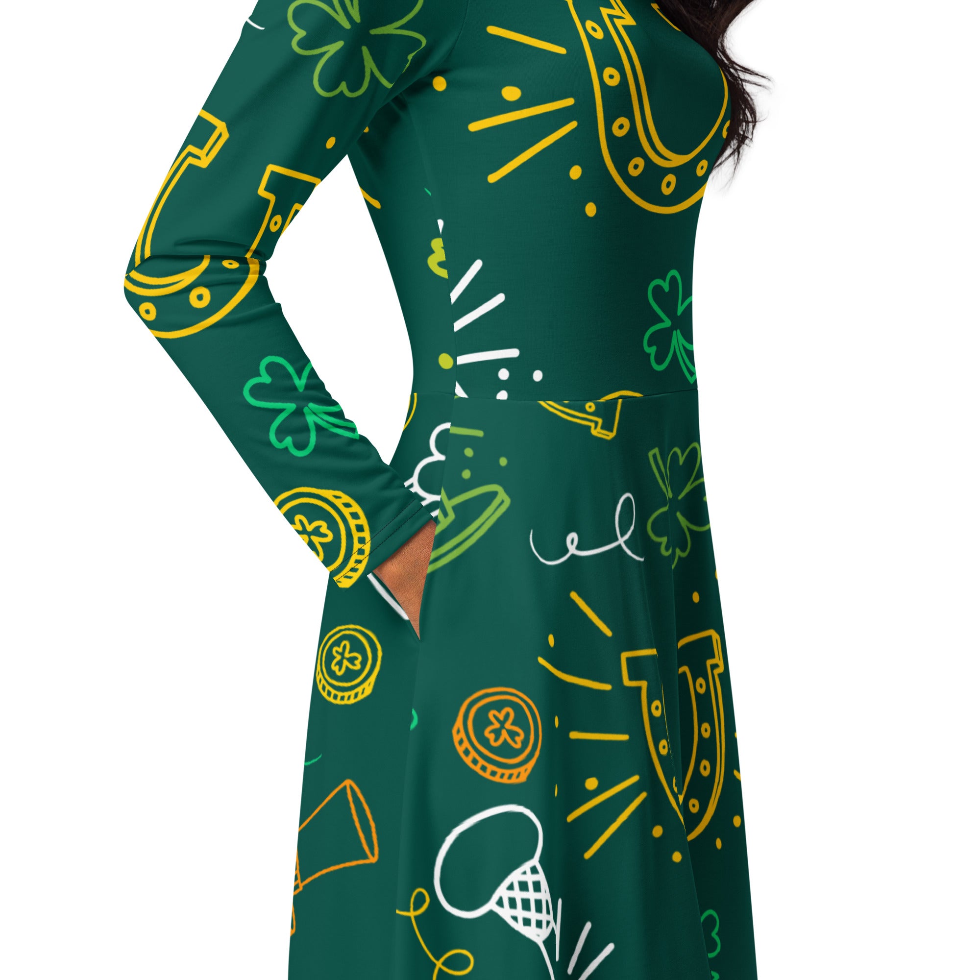 Lucky Irish Long Sleeve Midi Dress