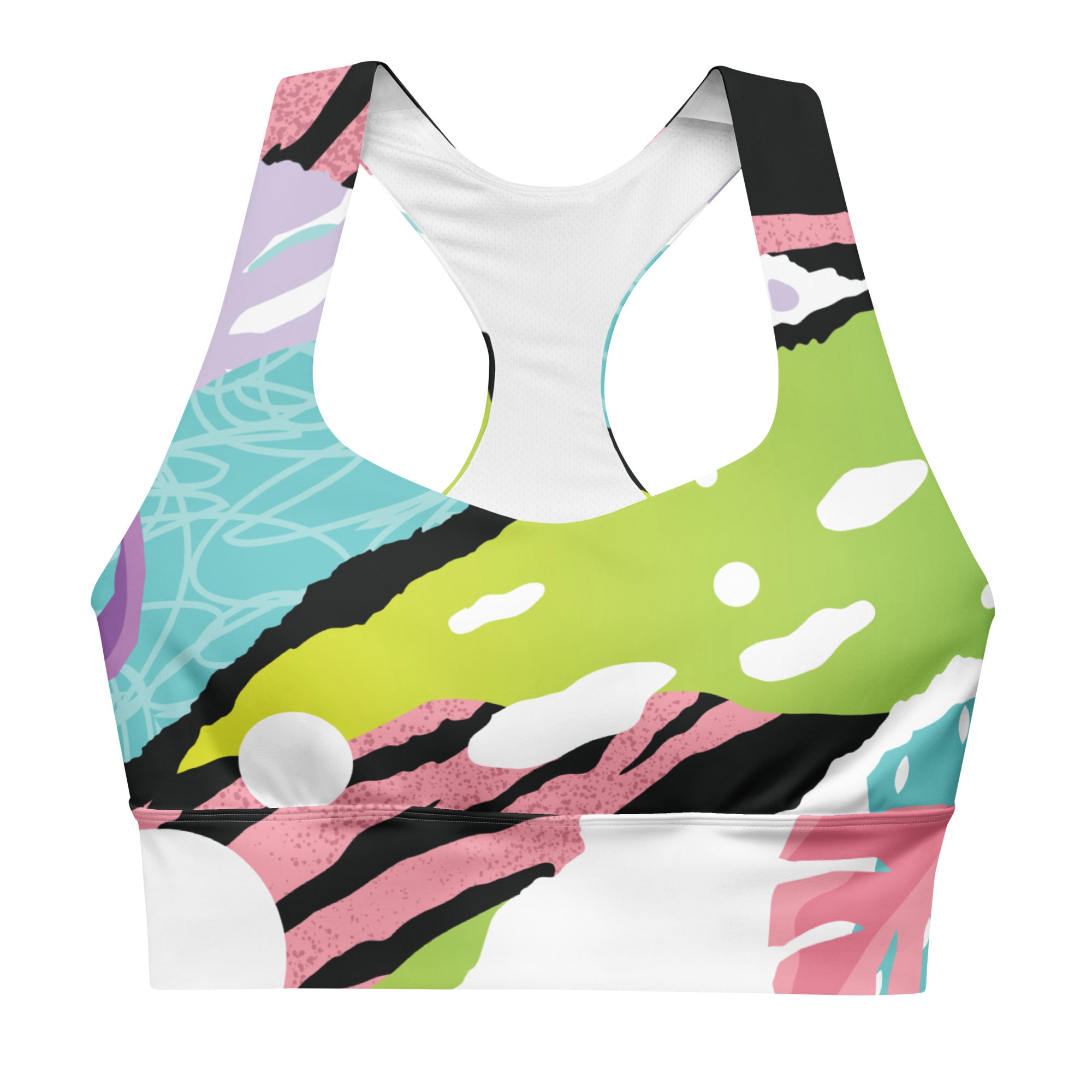 Pink Art Longline Sports Bra