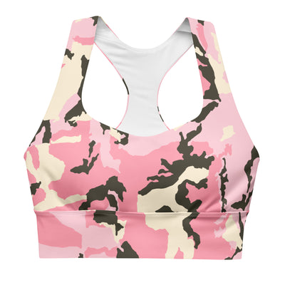 Pink Camo Longline Sports Bra