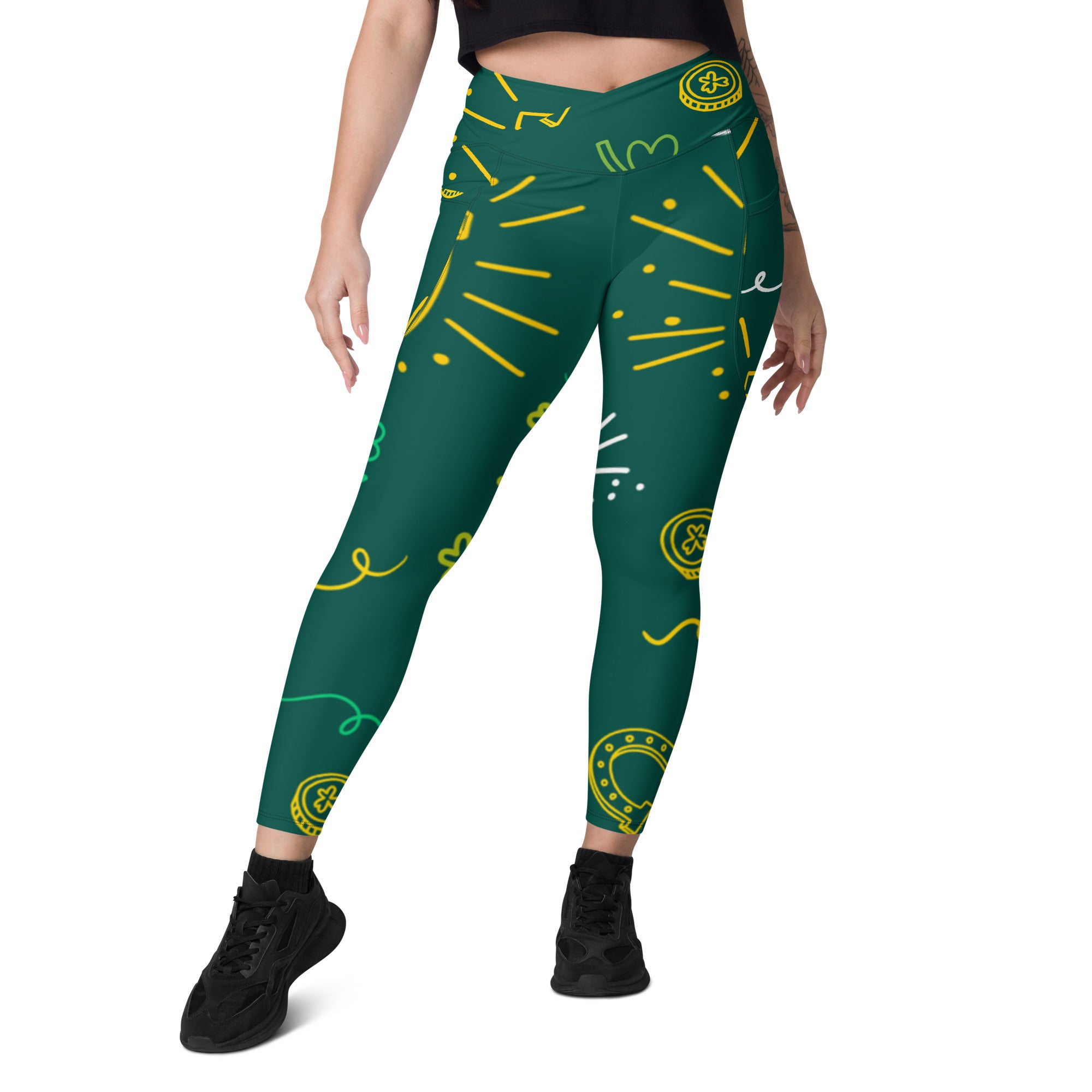 Lucky Irish Crossover leggings with pockets