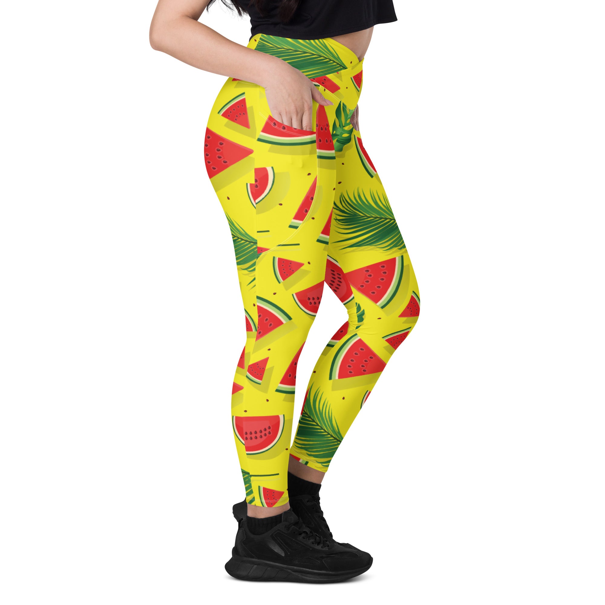 Watermelon Crossover leggings with pockets