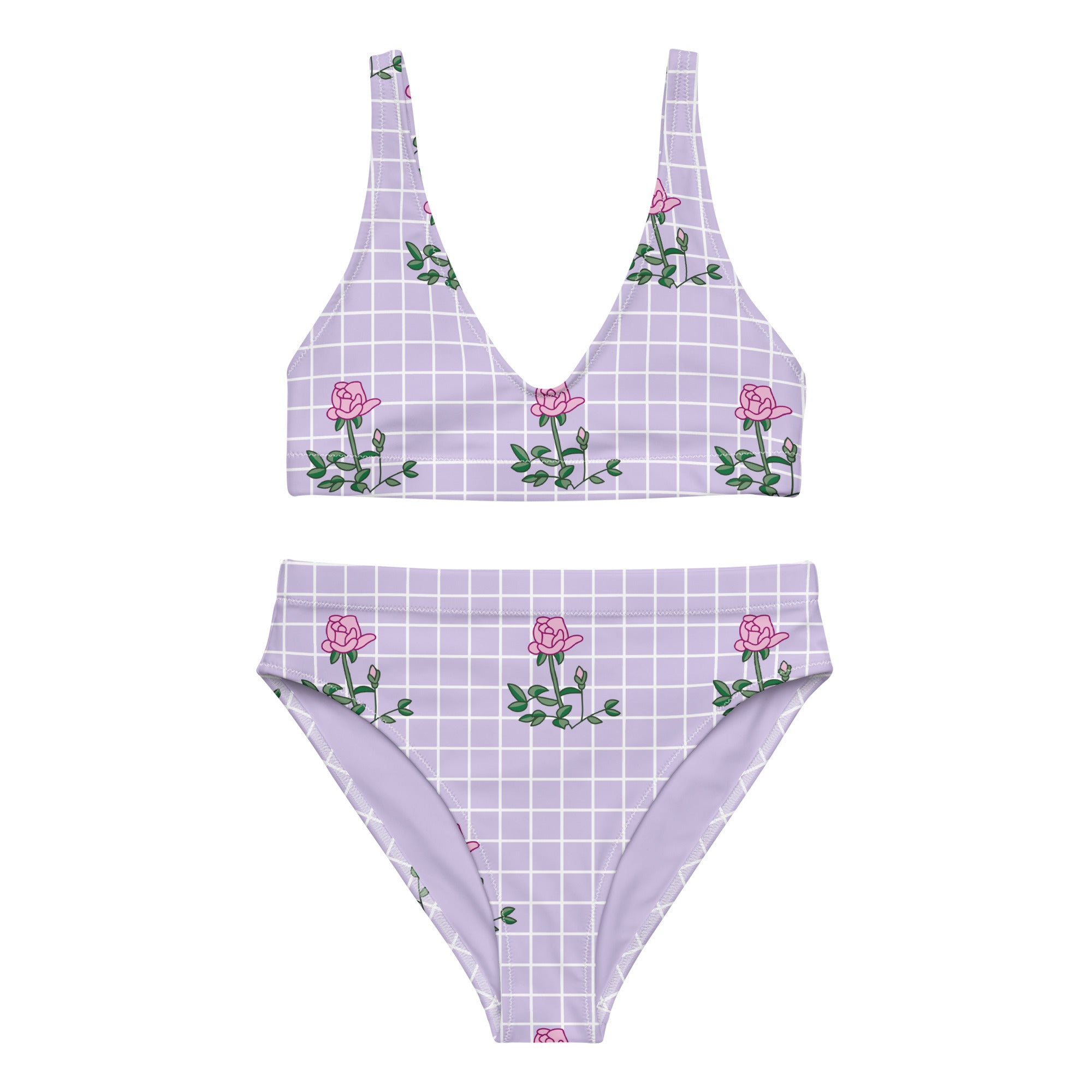 Pink Rose High-Waisted Bikini