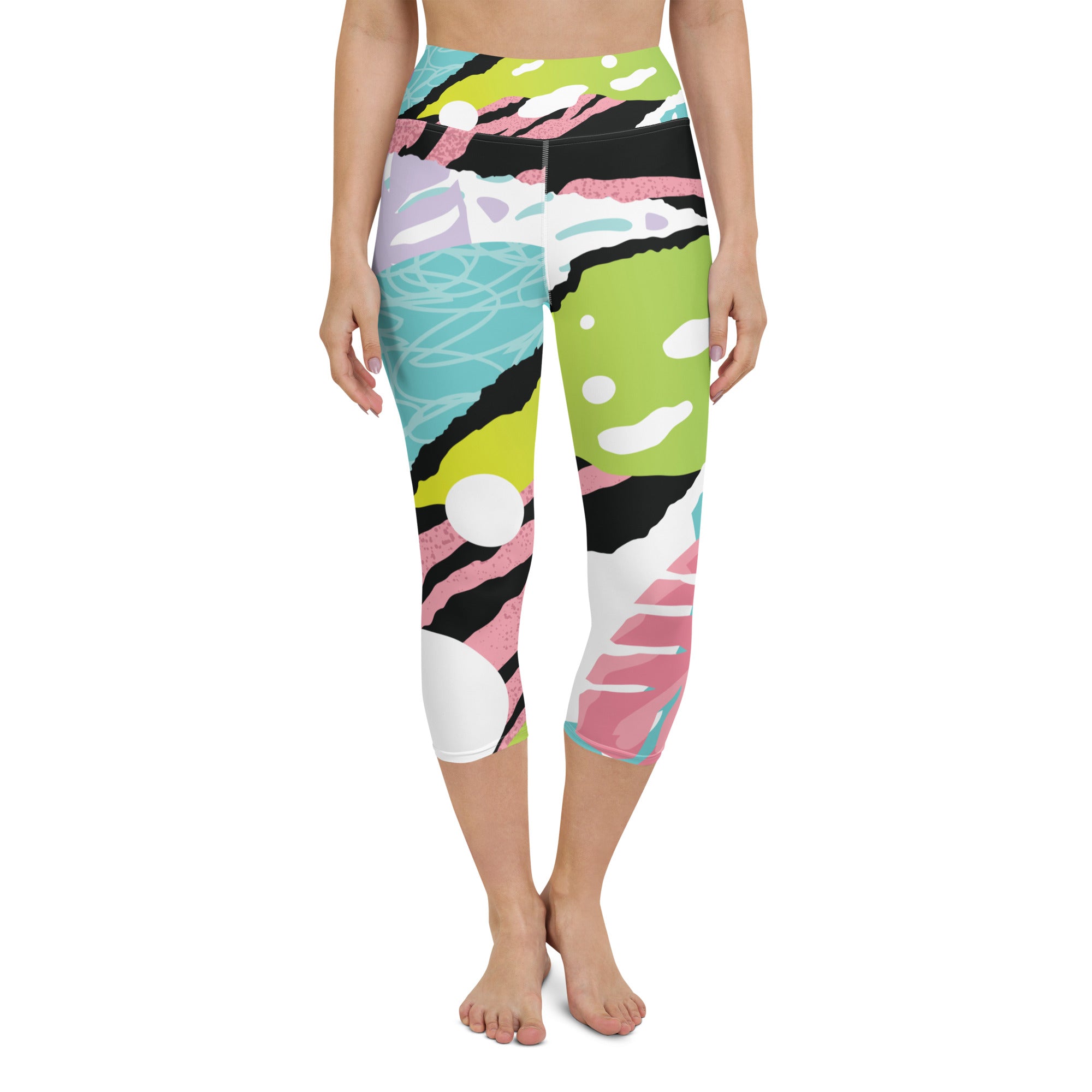 Pink Art Yoga Capri Leggings