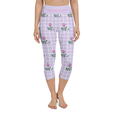 Pink Rose Yoga Capri Leggings