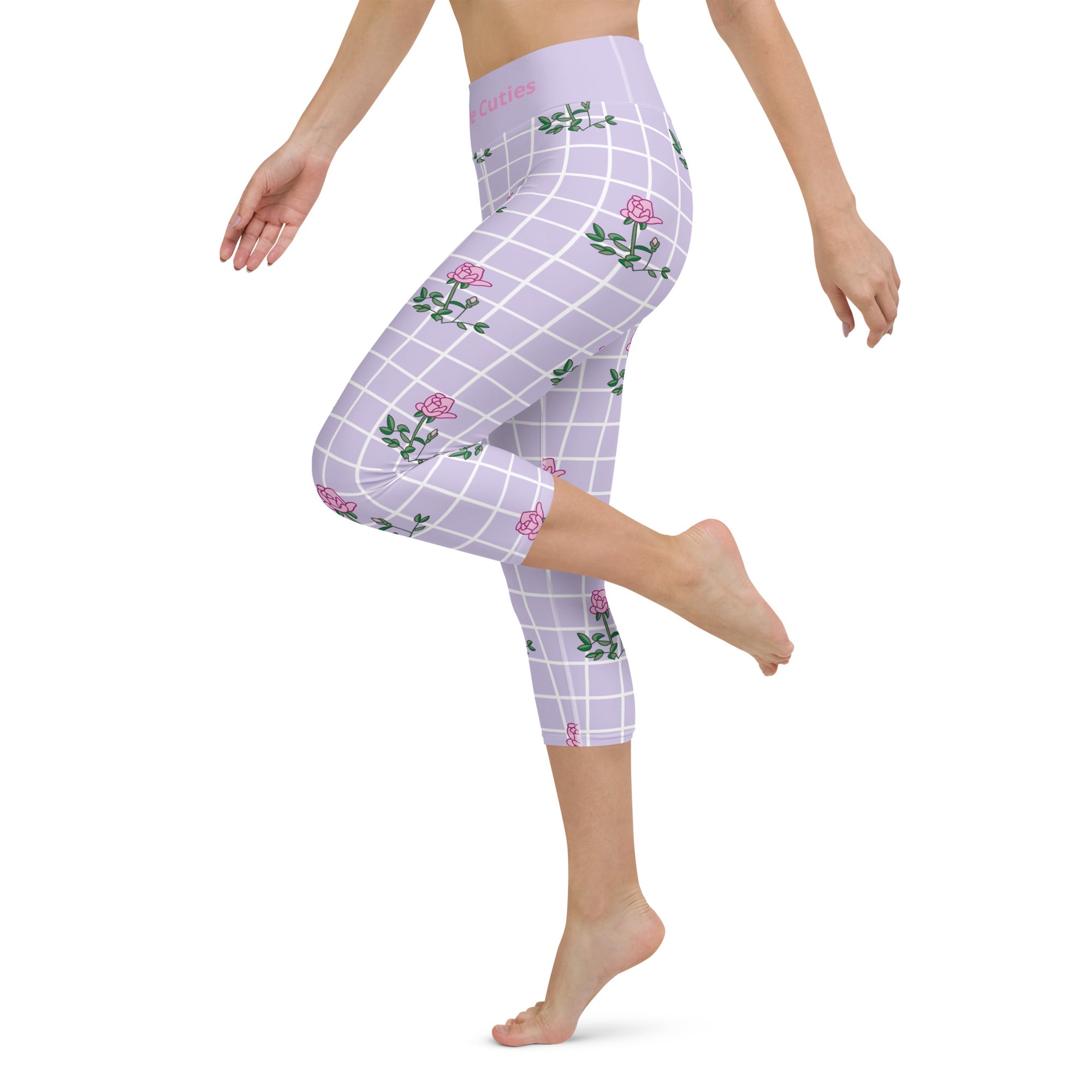 Pink Rose Yoga Capri Leggings