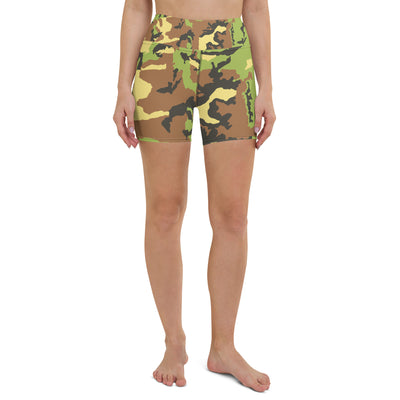 Green Camo Yoga Shorts